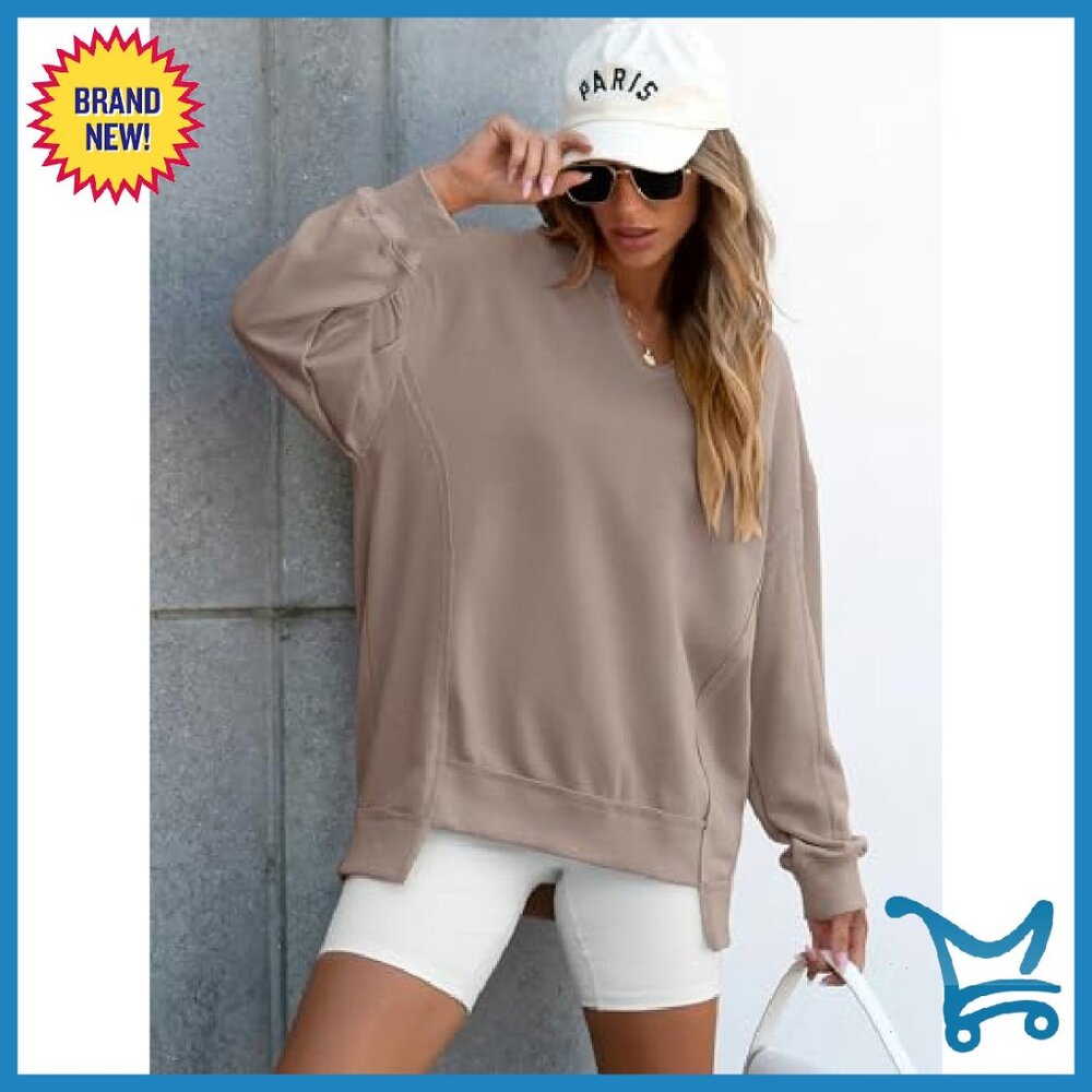 Oversized V-Neck Sweatshirt, Patchwork Design, Lo… - image 4